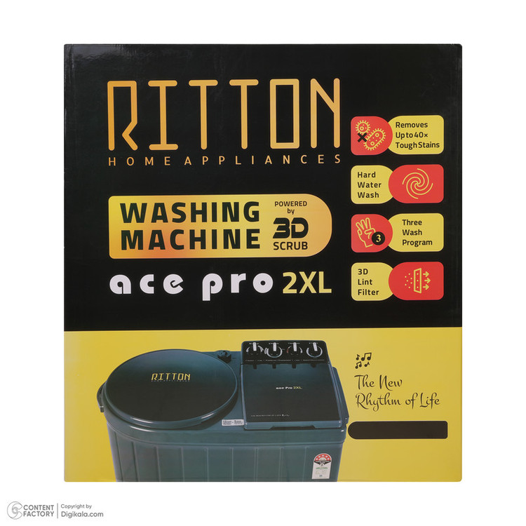 ماشین لباسشویی 18 کیلوگرم نیمهاتوماتیک ریتون مدل RWM-1730 ACE PRO 2XL