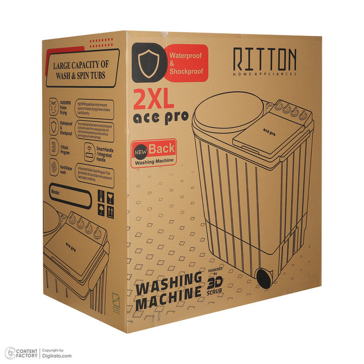 ماشین لباسشویی 18 کیلوگرم نیمهاتوماتیک ریتون مدل RWM-1730 ACE PRO 2XL