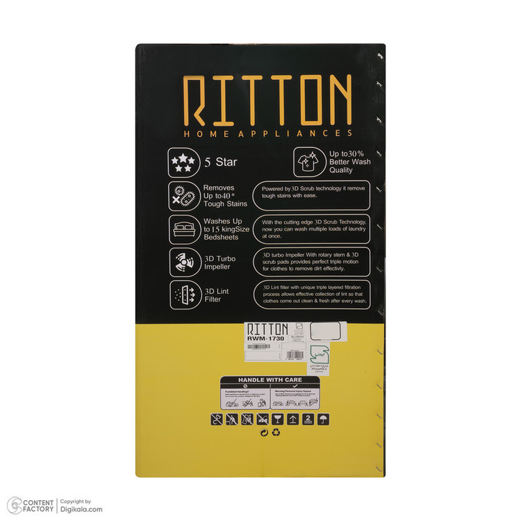 ماشین لباسشویی 18 کیلوگرم نیمهاتوماتیک ریتون مدل RWM-1730 ACE PRO 2XL